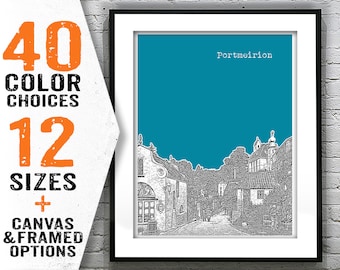 Portmeirion Wales Skyline Poster Art Print UK United Kingdom Item T2991