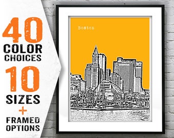 Boston Skyline Poster Art Boston Print Boston Artwork Travel Decor Gift Massachusetts  Item T1373