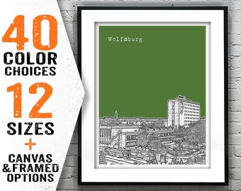 Wolfsburg Poster Skyline Art Print Germany Item T2881