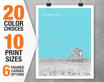 Siesta Key Florida Skyline Poster Art Print Item T5469