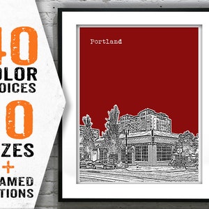 Portland Oregon Skyline Poster Art Print Oregon OR Item T1624