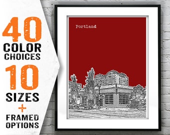 Portland Oregon Skyline Poster Art Print Oregon OR Item T1624