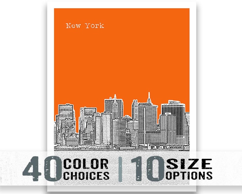 New York City Skyline Poster Art Print NYC Financial District - Etsy