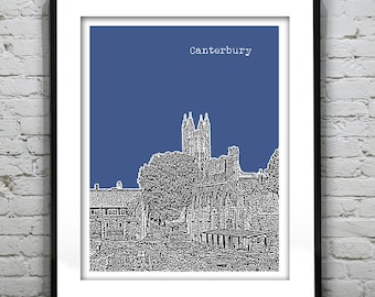Canterbury England Skyline Poster Art Print UK Version 1