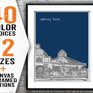 Asbury Park New Jersey Shore Skyline Poster Print Art NJ Jersey Shore Item T4021