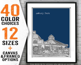Asbury Park New Jersey Shore Skyline Poster Print Art NJ Jersey Shore Item T4021