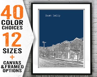East Islip New York Skyline Art Print Poster NY Item T5277