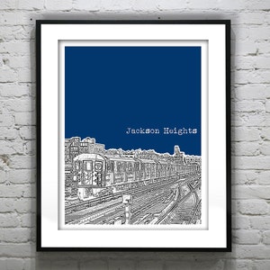 Jackson Heights Skyline Art Print Poster Number 7 Train Queens NY Item T2907