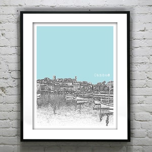 Cannes France Poster City Skyline Art Print Version 1
