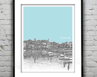 Cannes France Poster City Skyline Art Print Version 1