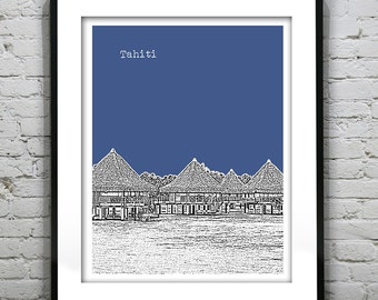 Tahiti Skyline Poster Art Print Version 1