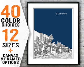 Wildwood New Jersey Shore Boardwalk Skyline Poster Print Art NJ Item T3002