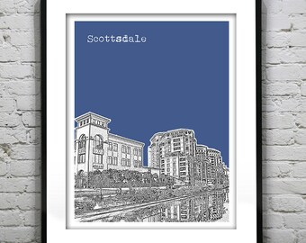 Scottsdale Arizona Downtown Poster Print Art Skyline Version 1