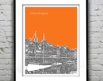 Copenhagen Denmark City Skyline Poster Art Print Item T3055
