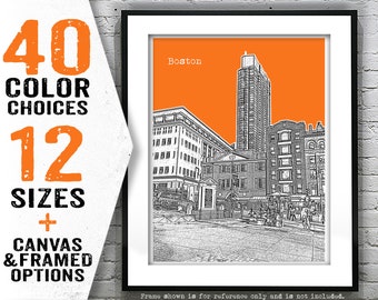 Boston Poster Art Print Skyline Massachusetts MA Item T4678