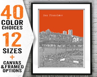 San Francisco Pier 39 Poster Art Skyline Print Item T3076