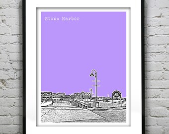 Stone Harbor New Jersey Skyline Poster Print Art NJ Jersey Shore Item T2680