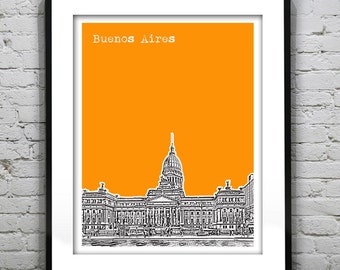 Buenos Aires Argentina City Skyline Poster Art Print
