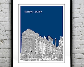 Camden Yards Poster Skyline Art Print Baltimore Maryland MD