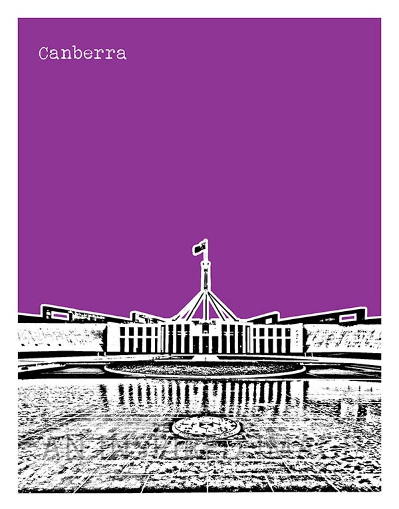 Canberra Australia Poster Art Skyline Print Australian Capital Etsy