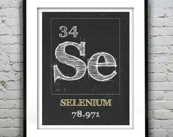Periodic Table Selenium Poster Art Print Periodic Table of Elements Se 34