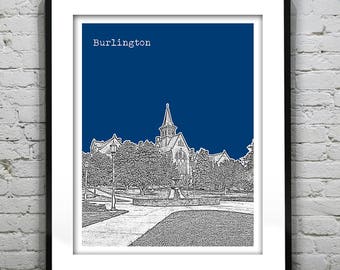 Burlington Vermont VT City Skyline Poster Print Art Item T5127