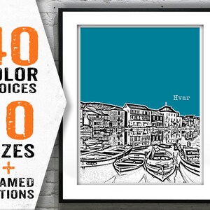 Hvar Croatia City Skyline Poster Art Print Item T1718