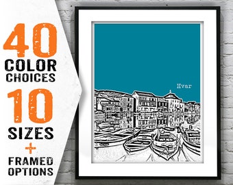 Hvar Croatia City Skyline Poster Art Print Item T1718