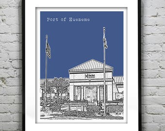 Port Hueneme California Skyline Poster Print Art California CA Item T2674