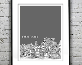 Santa Maria California Skyline Poster Art Print CA