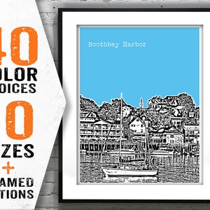 Boothbay Harbor Maine Skyline Poster Art Print Item T1521