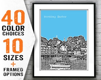 Boothbay Harbor Maine Skyline Poster Art Print Item T1521
