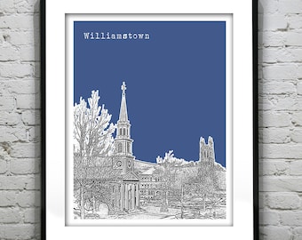 Williamstown Skyline Poster Art Print Massachusetts MA Item T3030