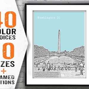 Washington DC Poster Art Skyline Print Washington Monument Mall  Item T1312