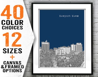 Newport News Poster Virginia Skyline Art Print Item T4751