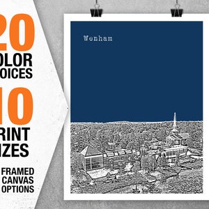 Wenham Massachusetts Skyline Poster Art Print Image MA Item T5410