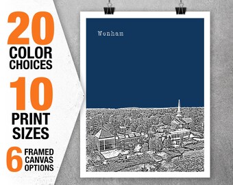 Wenham Massachusetts Skyline Poster Art Print Image MA Item T5410