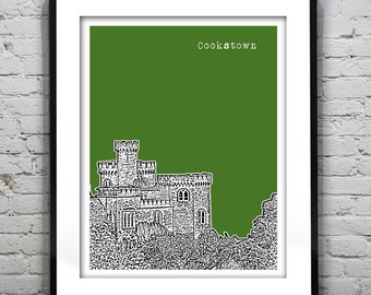 Cookstown Ireland Skyline Poster Art Killymoon Castle Northern Ireland