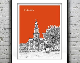 Clinton New York Poster Print Skyline Art NY Version 2
