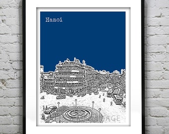 Hanoi Vietnam Poster Art Print Skyline Hanoi Old Quarter