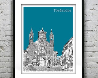 Pordenone Italy City Skyline Poster Art Print