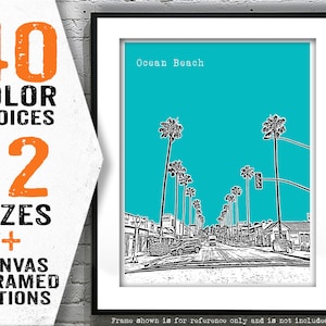 Ocean Beach San Diego Skyline Poster Art Print California CA Item T4719