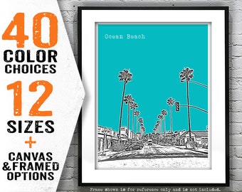 Ocean Beach San Diego Skyline Poster Art Print California CA Item T4719