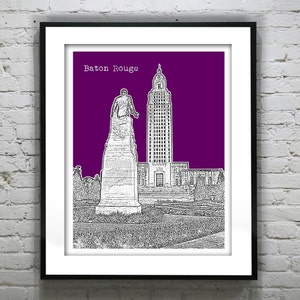 Baton Rouge Skyline Poster Art Print Capitol Louisiana  LA Item T4242
