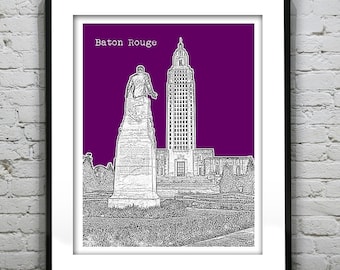 Baton Rouge Skyline Poster Art Print Capitol Louisiana  LA Item T4242