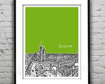 Krakow Poland Skyline Poster Art Print  Old Town