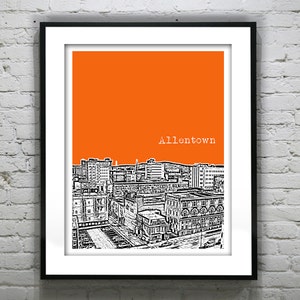 Allentown Poster Print Art Pennsylvania PA Skyline Version 1