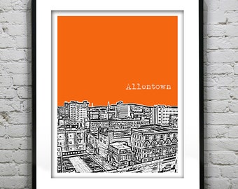 Allentown Poster Print Art Pennsylvania PA Skyline Version 1