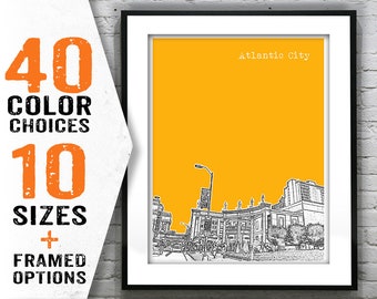 Atlantic City Skyline Poster Print Art New Jersey NJ Item S7009