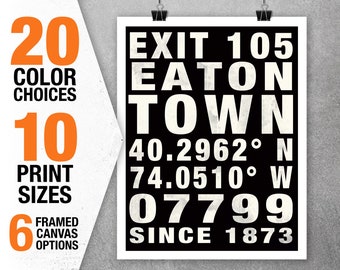 Eatontown 07799 Subway Print New Jersey Shore Poster Print Art NJ Jersey Shore Item T5500